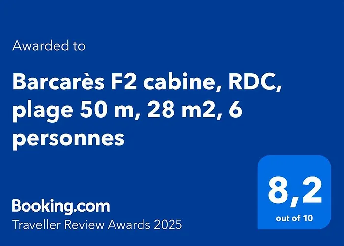 Barcares F2 Cabine, Rdc, 50 M, 28 M2, 6 Personnes Daire *